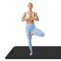 Mata gimnastyczna do ćwiczeń joga, pilates, fitness, 200x90cm, grubość 1cm, materiał TPE, czarna, REBEL ACTIVE