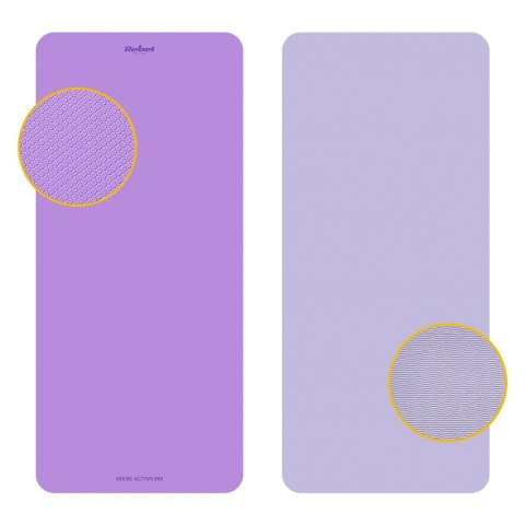 Mata gimnastyczna do ćwiczeń joga, pilates, fitness, 200x90cm, grubość 1cm, materiał TPE, fioletowa, REBEL ACTIVE