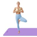 Mata gimnastyczna do ćwiczeń joga, pilates, fitness, 200x90cm, grubość 1cm, materiał TPE, fioletowa, REBEL ACTIVE