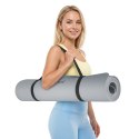 Mata gimnastyczna do ćwiczeń joga, pilates, fitness, 200x90cm, grubość 1cm, materiał TPE, szara, REBEL ACTIVE