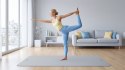 Mata gimnastyczna do ćwiczeń joga, pilates, fitness, 200x90cm, grubość 1cm, materiał TPE, szara, REBEL ACTIVE