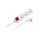 Przedłużacz 3 gniazda 1,5m typu francuskiego z przełącznikiem (3x1,0mm) Rebel biały