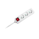 Przedłużacz 3 gniazda 1,5m typu francuskiego z przełącznikiem (3x1,0mm) Rebel biały