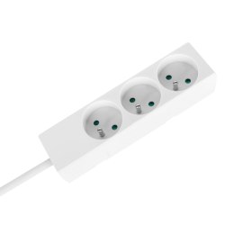 Przedłużacz 3 gniazda 2m typu francuskiego bez przełącznika (3x1,5mm) Rebel biały