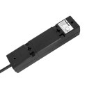 Przedłużacz 3 gniazda 2m typu francuskiego z przełącznikiem (3x1,5mm) Rebel czarny