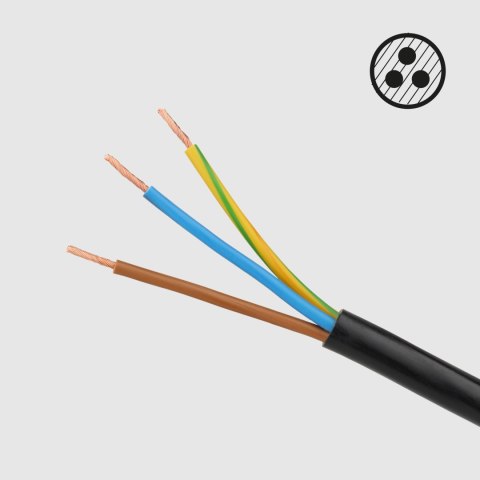 Przedłużacz 3 gniazda 3m typu francuskiego bez przełącznika (3x1,5mm) Rebel czarny