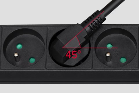 Przedłużacz 3 gniazda 3m typu francuskiego z przełącznikiem (3x1,5mm) Rebel czarny
