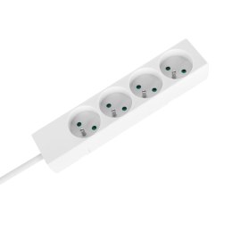 Przedłużacz 4 gniazda 1,5m typu francuskiego bez przełącznika (3x1,0mm) Rebel biały