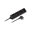 Przedłużacz 4 gniazda 1,5m typu francuskiego bez przełącznika (3x1,0mm) Rebel czarny