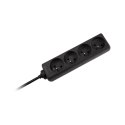 Przedłużacz 4 gniazda 1,5m typu francuskiego bez przełącznika (3x1,0mm) Rebel czarny