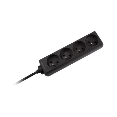 Przedłużacz 4 gniazda 1,5m typu francuskiego bez przełącznika (3x1,0mm) Rebel czarny