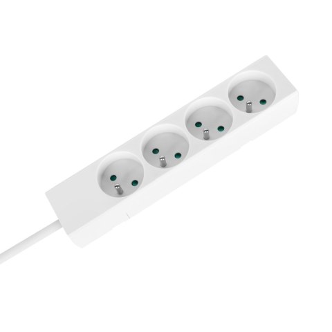 Przedłużacz 4 gniazda 2m typu francuskiego bez przełącznika (3x1,5mm) Rebel biały