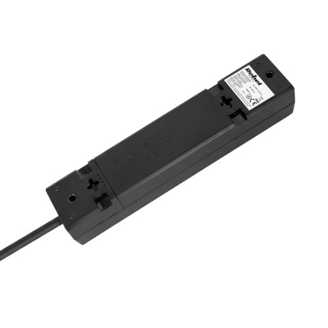 Przedłużacz 4 gniazda 2m typu francuskiego bez przełącznika (3x1,5mm) Rebel czarny