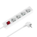 Przedłużacz 4 gniazda 2m typu francuskiego z przełącznikiem (3x1,5mm) Rebel biały