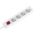 Przedłużacz 4 gniazda 2m typu francuskiego z przełącznikiem (3x1,5mm) Rebel biały