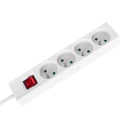 Przedłużacz 4 gniazda 2m typu francuskiego z przełącznikiem (3x1,5mm) Rebel biały