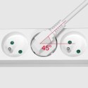 Przedłużacz 4 gniazda 2m typu francuskiego z przełącznikiem (3x1,5mm) Rebel biały