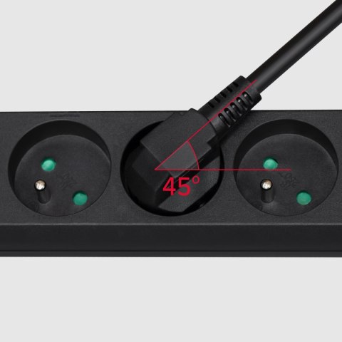 Przedłużacz 4 gniazda 2m typu francuskiego z przełącznikiem (3x1,5mm) Rebel czarny