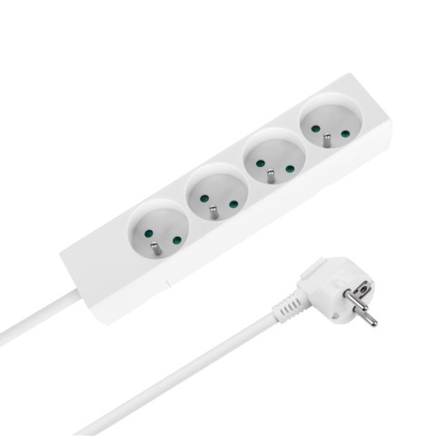 Przedłużacz 4 gniazda 3m typu francuskiego bez przełącznika (3x1,5mm) Rebel biały