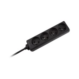 Przedłużacz 4 gniazda 5m typu francuskiego bez przełącznika (3x1,5mm) Rebel czarny