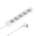 Przedłużacz 5 gniazd 2m typu francuskiego bez przełącznika (3x1,5mm) Rebel biały
