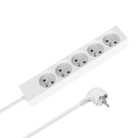 Przedłużacz 5 gniazd 2m typu francuskiego bez przełącznika (3x1,5mm) Rebel biały