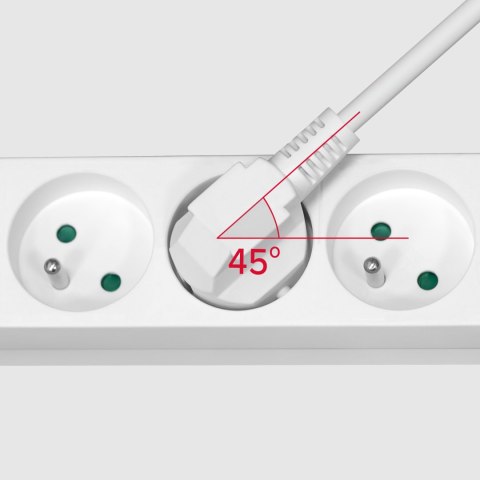 Przedłużacz 5 gniazd 2m typu francuskiego bez przełącznika (3x1,5mm) Rebel biały