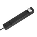 Przedłużacz 5 gniazd 2m typu francuskiego z przełącznikiem (3x1,5mm) Rebel czarny