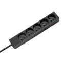 Przedłużacz 5 gniazd 3m typu francuskiego bez przełącznika (3x1,5mm) Rebel czarny