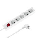 Przedłużacz 5 gniazd 3m typu francuskiego z przełącznikiem (3x1,5mm) Rebel biały