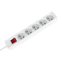 Przedłużacz 5 gniazd 3m typu francuskiego z przełącznikiem (3x1,5mm) Rebel biały