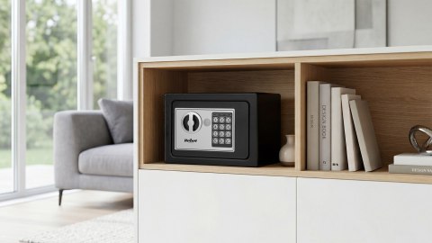 Sejf domowy elektroniczny na kod PIN i klucz - sejf na pieniądze i dokumenty Rebel RB-7000