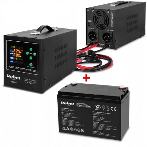 ZESTAW ZASILANIA AWARYJNEGO 1000VA / 700W + AKUMULATOR ŻELOWY 12V 100Ah