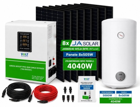 Zestaw fotowoltaiczny do grzania wody bojlera Green Boost Pro 5000/4040W 8x505W Panele Bifacjal