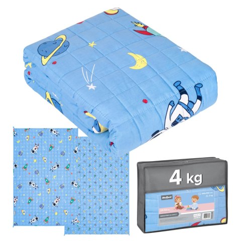 Kołdra obciążeniowa PREMIUM z bawełny, koc sensoryczny dla dzieci, 100x150 cm, 4 kg, kosmos