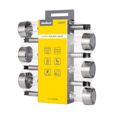 Lampki solarne ogrodowe wbijane - komplet 6 sztuk
