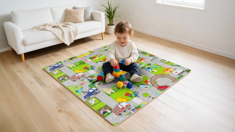 Mata edukacyjna dla dzieci, puzzle 120 x 120 cm, samochody
