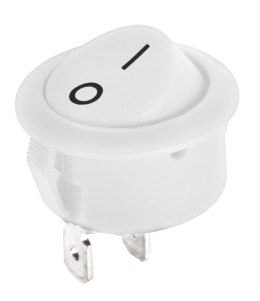 Złącze przełącznik kołyskowy okrągły R5 0-1 biały 6A/250V LX3049B