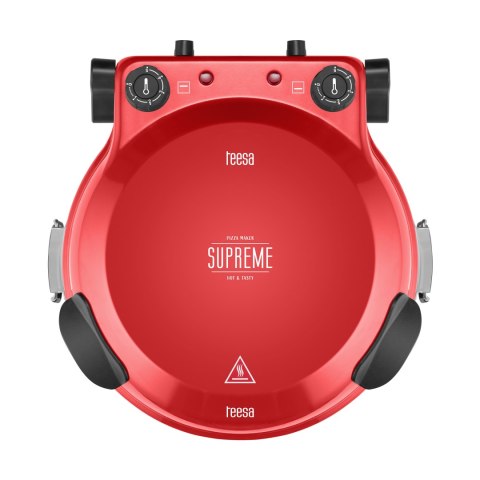 Piec do pizzy TEESA SUPREME FUN 1200W, 400 stopni, dwie grzałki , czerwony