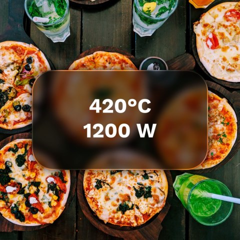 Piec do pizzy TEESA SUPREME FUN 1200W, 400 stopni, dwie grzałki , czerwony