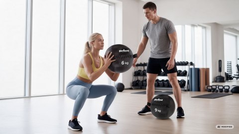 Piłka lekarska do ćwiczeń fitness, rehabilitacyjna, 12kg, REBEL ACTIVE