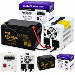 ZESTAW ZASILANIA AWARYJNEGO VOLT POLSKA SINUS PRO 800 E 500W/800VA + AKUMULATOR AGM 12V 65Ah