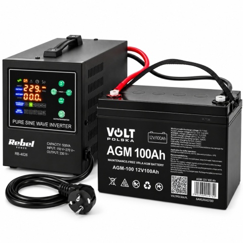 Zasilacz awaryjny do pieca CO gazowego komputera 500VA / 300W + AKUMULATOR 100Ah Volt Polska Czysty sinus
