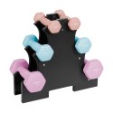 Hantelki żeliwne neoprenowe HEX zestaw 7 kg ze stojakiem (2x0.5kg+2x1kg+2x2kg), REBEL ACTIVE