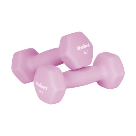 Hantelki żeliwne neoprenowe HEX zestaw 7 kg ze stojakiem (2x0.5kg+2x1kg+2x2kg), REBEL ACTIVE