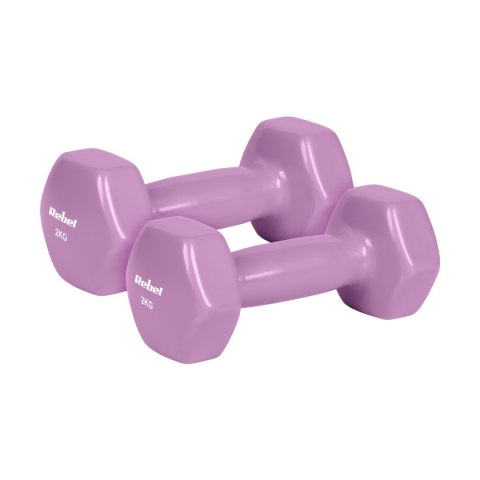 Hantelki żeliwne winylowe HEX 2x2kg, REBEL ACTIVE