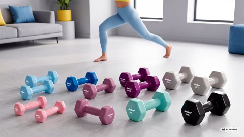 Hantelki żeliwne winylowe HEX 2x2kg, REBEL ACTIVE