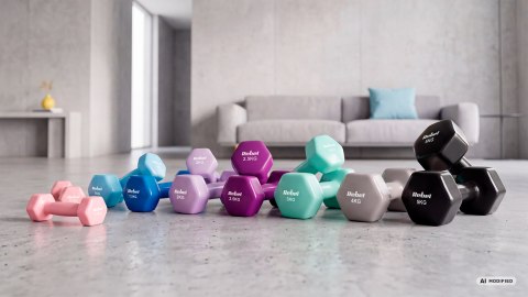Hantelki żeliwne winylowe HEX 2x2kg, REBEL ACTIVE