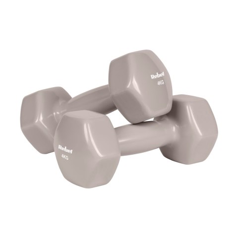 Hantelki żeliwne winylowe HEX 2x4kg, REBEL ACTIVE