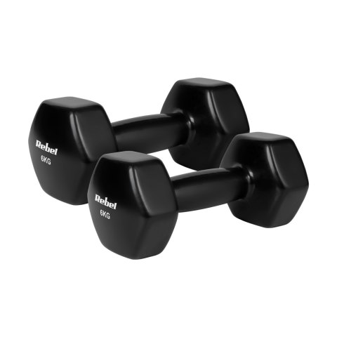 Hantelki żeliwne winylowe HEX 2x6kg, REBEL ACTIVE